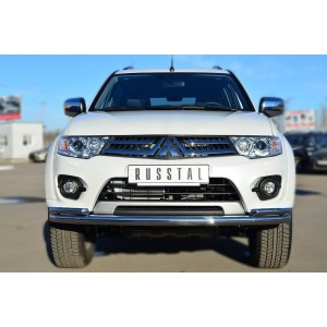 Руссталь MPSZ-001576 защита переднего бампера d63 (секции) d42 (уголки) на Mitsubishi Pajero Sport 2013-