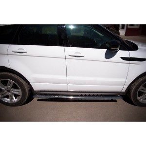Руссталь REDO-000663 пороги труба 75х42 овал с проступью на Land Rover Range Rover Evoque Dynamic 2011-