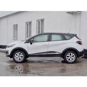 Руссталь RKPL-0024681 пороги труба d42 С листом (лист алюм, проф. нерж) (вариант1) на Renault Kaptur 2016