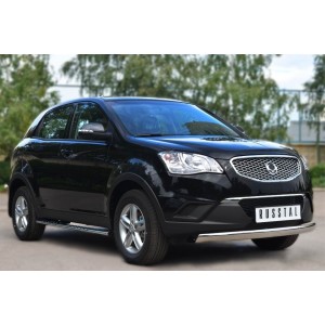 Руссталь SAT-001426 пороги труба d75х42 овал с проступью на SsangYong Actyon 2010-2013