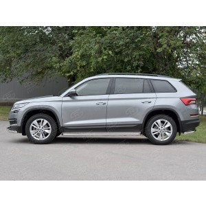 Руссталь SKKL-0027731 пороги труба d42 с листом (лист алюм, проф. нерж) (вариант 1) на Skoda Kodiaq 2017-