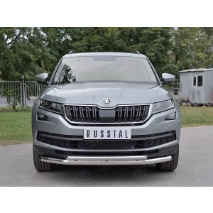 Руссталь SKKZ-002768 защита переднего бампера d63 секции-d42 дуга на Skoda Kodiaq 2017-