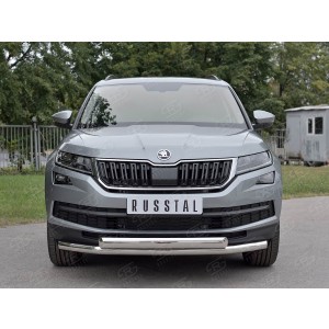 Руссталь SKKZ-002769 защита переднего бампера d63 секции-d75х42 дуга на Skoda Kodiaq 2017-