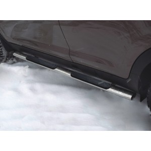 Руссталь SNO-001025 пороги труба d75х42 овал с накладками на Suzuki Grand Vitara 5 дв. 2008-2011