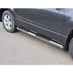 Руссталь SNT-0010291 пороги труба d76 с накладками (со скошенными торцами) на Suzuki Grand Vitara 5 дв. 2008-2011