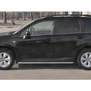 Руссталь SUFL-0033471 пороги труба d42 с листом (лист алюм,проф.нерж) (вариант1) на Subaru Forester (SJ) 2016-2018