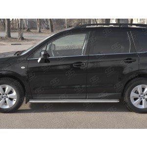 Руссталь SUFL-0033473 пороги труба d42 с листом(лист нерж,проф.нерж) (вариант3) на Subaru Forester (SJ) 2016-2018