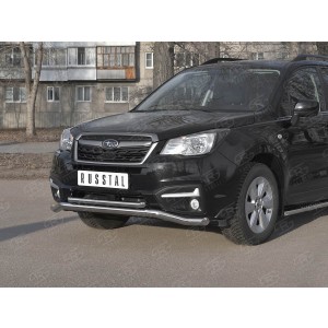 Руссталь SUFZ-003341 защита переднего бампера d63 волна-d42 прямая на Subaru Forester (SJ) 2016-2018
