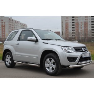 Руссталь SV3T-0011081 пороги труба d76 с накладками (со скошенными торцами) на Suzuki Grand Vitara 3дв. 2012-