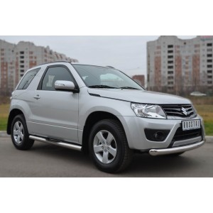 Руссталь SV3T-0011082 пороги труба d76 с накладками (с заглушками на торцах) на Suzuki Grand Vitara 3дв. 2012-