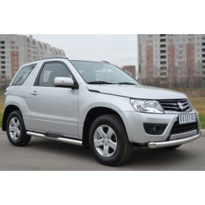 Руссталь SV3T-0011083 пороги труба d76 с накладками (со скругленными торцами) на Suzuki Grand Vitara 3дв. 2012-
