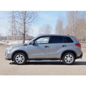 Руссталь SVT-0026442 пороги труба d76 с накладкой (с заглушками на торцах) на Suzuki Vitara 2015-