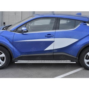 Руссталь TCHO-003030 пороги труба 75х42 овал с проступью на Toyota C-HR 2018-