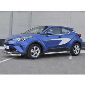 Руссталь TCHZ-003025 защита переднего бампера d63 дуга-d63 уголки+клыки на Toyota C-HR 2018-