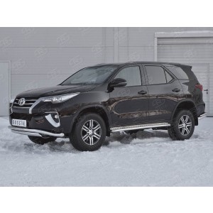 Руссталь TFZ-002877 защита переднего бампера d63 волна-d75х42 дуга на Toyota Fortuner 2017-