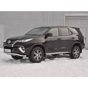 Руссталь TFZ-002878 защита переднего бампера d63 волна с надписью на Toyota Fortuner 2017-
