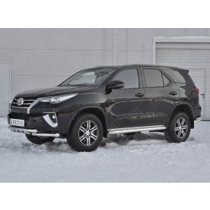 Руссталь TFZ-002879 защита переднего бампера d63 дуга-d63 уголки+клыки на Toyota Fortuner 2017-