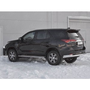 Руссталь TFZ-002888 защита заднего бампера d63 секции d42 уголки на Toyota Fortuner 2017-