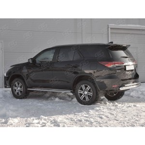 Руссталь TFZ-002890 защита заднего бампера d76 дуга-d42 дуга+декор паз на Toyota Fortuner 2017-