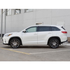 Руссталь THRL-0026213 пороги труба d42 с листом (лист нерж, проф. нерж) (вариант 3) на Toyota Highlander 2017