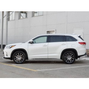 Руссталь THRO-002620 пороги труба 75х42 овал с проступью на Toyota Highlander 2017