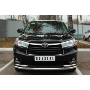 Руссталь THRZ-001917 защита переднего бампера d63 (секции) d42х2 (уголки) на Toyota Highlander 2014