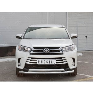 Руссталь THRZ-002617 защита переднего бампера d63 секции-d75х42 дуга на Toyota Highlander 2017