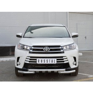 Руссталь THRZ-002618 защита переднего бампера d63 дуга-d63 секции+клыки на Toyota Highlander 2017