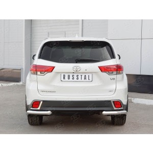 Руссталь THRZ-002628 защита заднего бампера уголки d63 секции на Toyota Highlander 2017