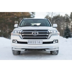 Руссталь TLCZ-002159 защита переднего бампера d63 (секции) d63 (уголки) на Toyota Land Cruiser 200 2015-