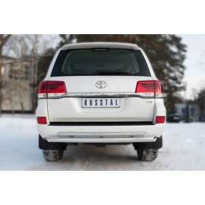 Руссталь TLCZ-002167 защита заднего бампера d76 (дуга) d42 (дуга)+декор паз на Toyota Land Cruiser 200 2015-