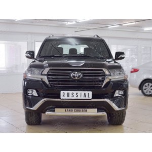 Руссталь TLCZ-002553 защита переднего бампера d63 секции с надписью на Toyota Land Cruiser 200 2015 Executive