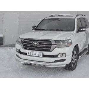 Руссталь TLCZ-002900 защита переднего бампера d63 дуга-d63 уголки+клыки на Toyota LC 200 2017 Excalibur