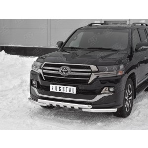 Руссталь TLCZ-003113 защита переднего бампера d63 дуга-d63 уголки+клыки на Toyota Land Cruiser 200 2018 Executive Lounge