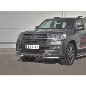 Руссталь TLCZ-003331 защита переднего бампера d63 дуга-d63 уголки+клыки на Toyota Land Cruiser 200 TRD 2019-