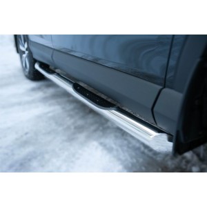 Руссталь TR4T-0021961 пороги труба d76 с накладкой (со скошенными торцами) на Toyota RAV4 2015