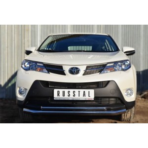 Руссталь TR4Z-001281 защита переднего бампера d63 (секции) d42 (дуга) на Toyota RAV 4 2013-