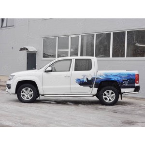 Руссталь VAML-0025433 пороги труба d63 С листом (лист нерж, проф. нерж) (вариант3) на Volkswagen Amarok 2016-