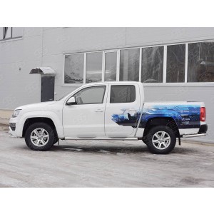 Руссталь VAMT-0025401 пороги труба d76 с накладкой (со скошенными торцами) на Volkswagen Amarok 2016-