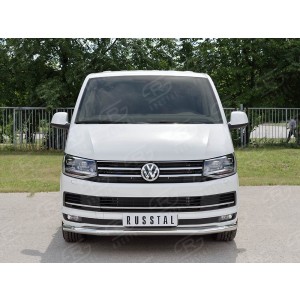 Руссталь VCTZ-002311 защита переднего бампера d63 секция на Volkswagen Multivan Caravella Transporter Т6 2016 (короткая база)