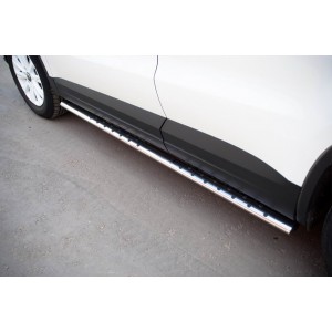 Руссталь VGO-000495 пороги труба d75х42 овал с проступью на Volkswagen Tiguan Track & Field (Track & Style) 2011-