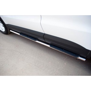 Руссталь VGO-000496 пороги труба d75х42 овал с накладками на Volkswagen Tiguan Track & Field (Track & Style) 2011-