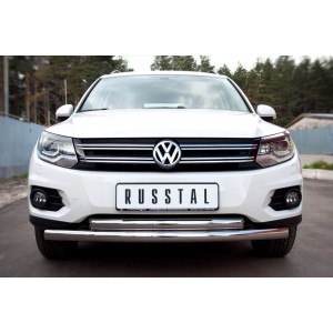 Руссталь VGZ-000490 защита переднего бампера d63/63 на Volkswagen Tiguan Track & Field (Track & Style) 2011-