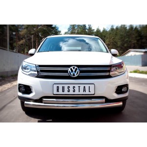 Руссталь VGZ-000491 защита переднего бампера d76/63 дуга на Volkswagen Tiguan Track & Field (Track & Style) 2011-