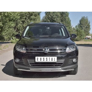 Руссталь VGZ-000983 защита переднего бампера d76/63 (дуга) на Volkswagen Tiguan Sport & Style (Trend & Fun) 2011-