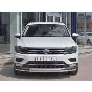 Руссталь VGZ-002712 защита переднего бампера d42 секции-d42 дуга на Volkswagen Tiguan 2017- (кроме Off Road)