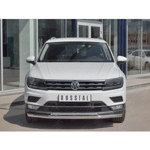 Руссталь VGZ-002716 защита переднего бампера d63 секции-d42 дуга на Volkswagen Tiguan 2017- (кроме Off Road)