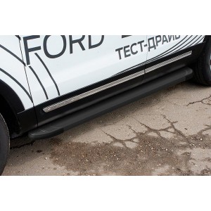 Slitkoff AL-FEX1801 пороги алюминиевые "Optima Black" 1800 черные Ford Explorer (2018)