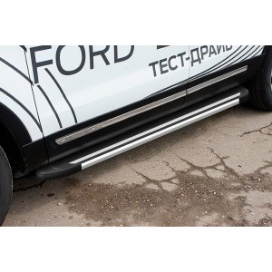 Slitkoff AL-FEX1803 пороги алюминиевые "Luxe Black" 1800 черные Ford Explorer (2018)