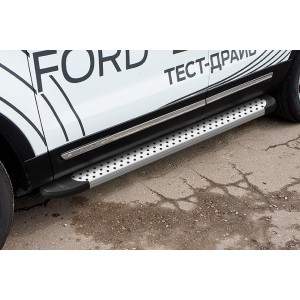 Slitkoff AL-FEX1805 пороги алюминиевые "Standart Silver" 1800 серебристые Ford Explorer (2018)